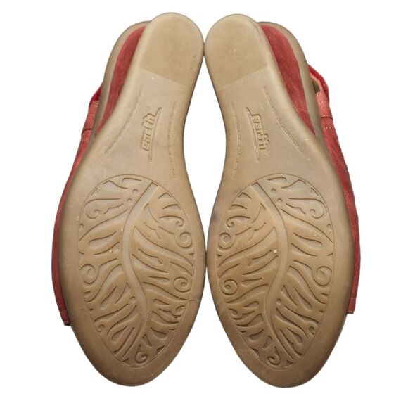 Earth Cascade Leather Red Wedges Sandals Slingback Cutout Cottagecore Boho 7.5 - Picture 8 of 13